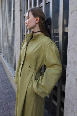 Yandan Kemerli Elbise Açık Yeşil - 4