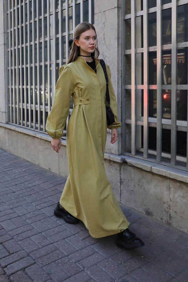 Yandan Kemerli Elbise Açık Yeşil - 8