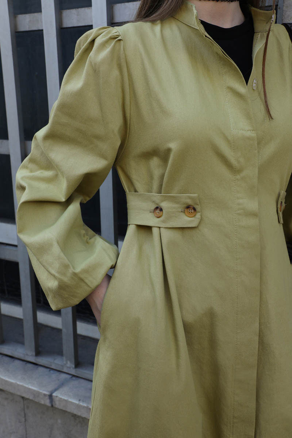 Yandan Kemerli Elbise Açık Yeşil - 9