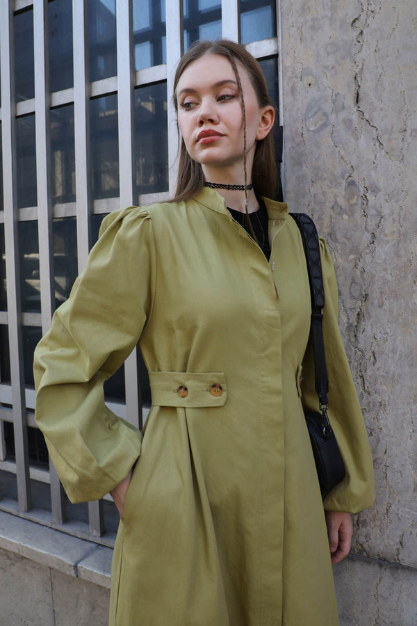 Yandan Kemerli Elbise Açık Yeşil - 10