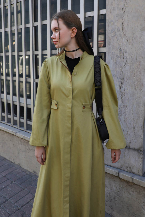 Yandan Kemerli Elbise Açık Yeşil - 2