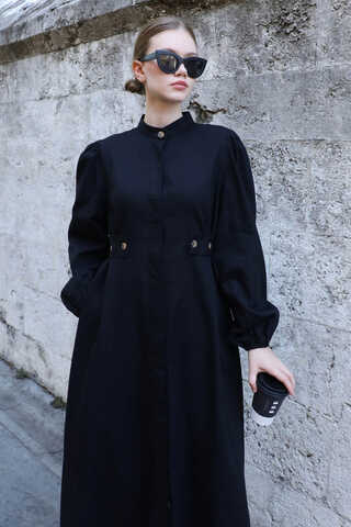 Yandan Kemerli Elbise Siyah - 10