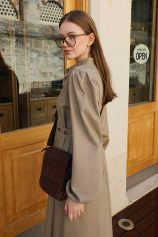 Yandan Kemerli Elbise Vizon - 6