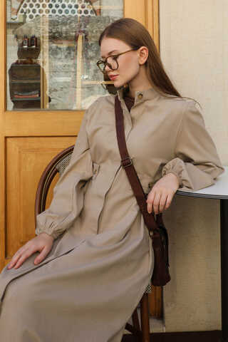 Yandan Kemerli Elbise Vizon - 2