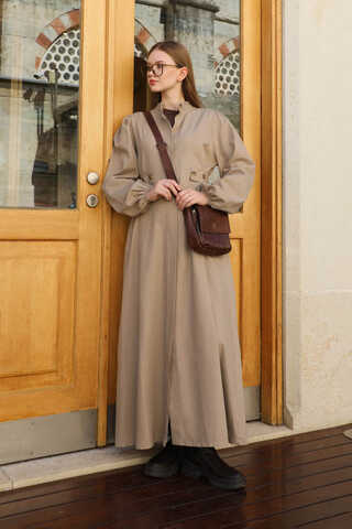 Yandan Kemerli Elbise Vizon - 3