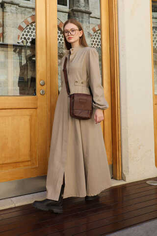 Yandan Kemerli Elbise Vizon - 4