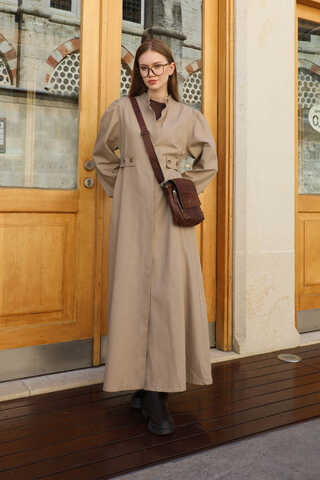 Yandan Kemerli Elbise Vizon - 1