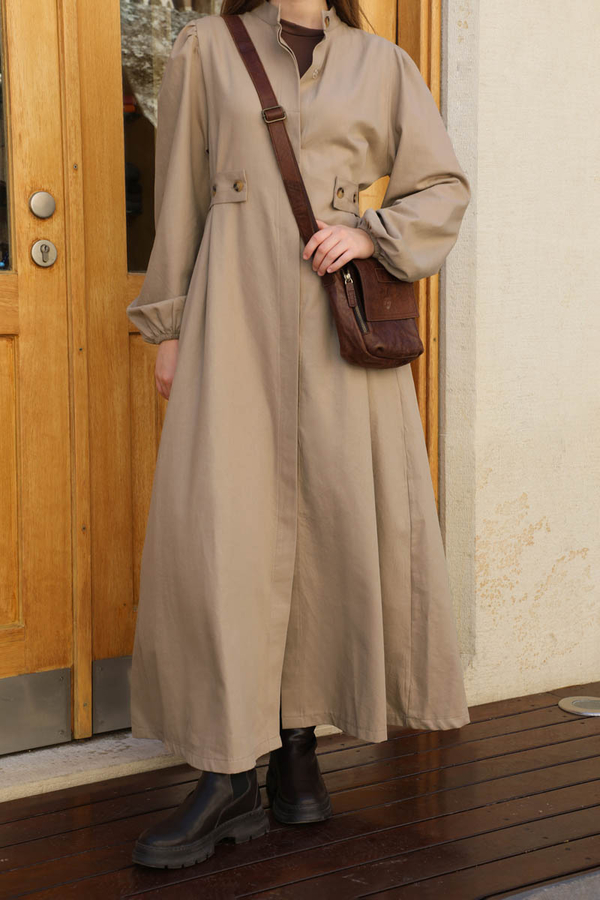 Yandan Kemerli Elbise Vizon - 5