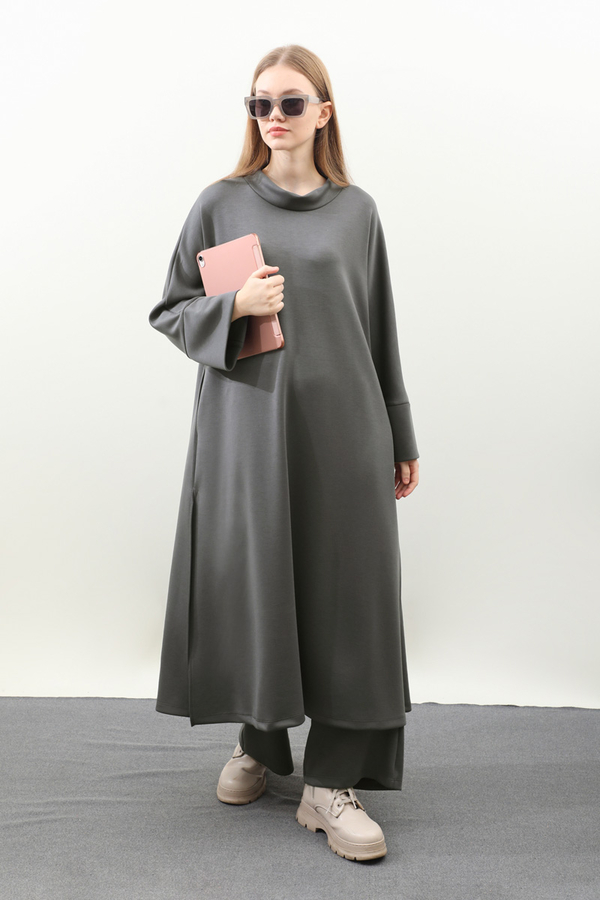 Yandan Yırtmaçlı Uzun Takım Antrasit - 3