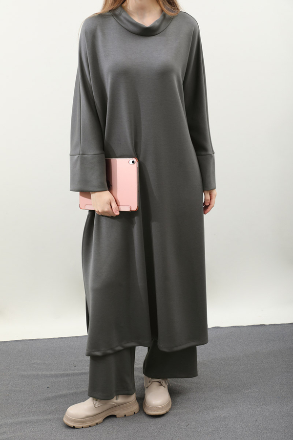 Yandan Yırtmaçlı Uzun Takım Antrasit - 4