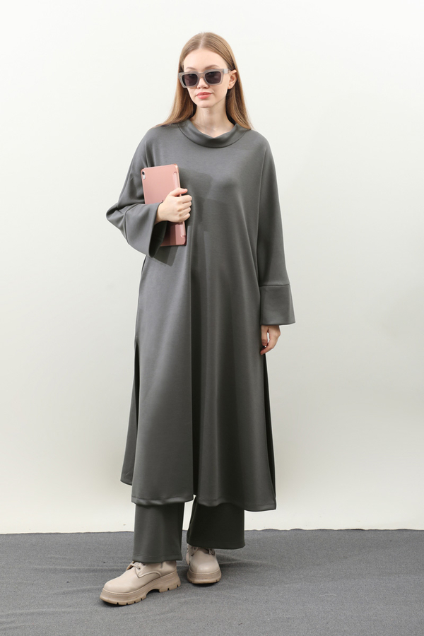 Yandan Yırtmaçlı Uzun Takım Antrasit - 2