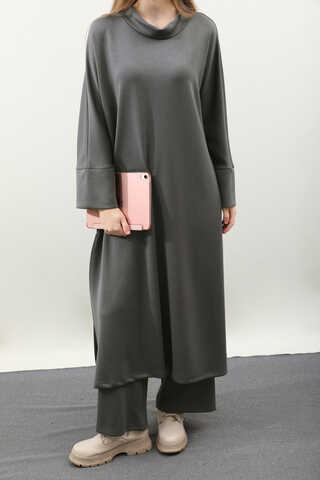 Yandan Yırtmaçlı Uzun Takım Antrasit - 4