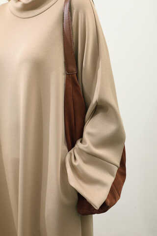 Yandan Yırtmaçlı Uzun Takım Bej - 6