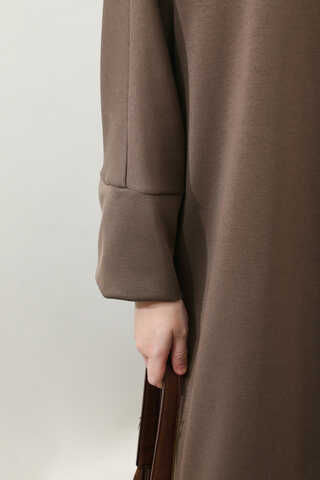 Yandan Yırtmaçlı Uzun Takım Kahverengi - 7