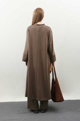 Yandan Yırtmaçlı Uzun Takım Kahverengi - 10