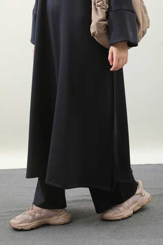 Yandan Yırtmaçlı Uzun Takım Koyu Lacivert - 5