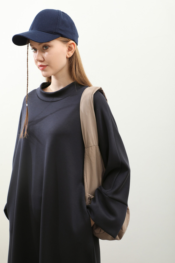 Yandan Yırtmaçlı Uzun Takım Koyu Lacivert - 6