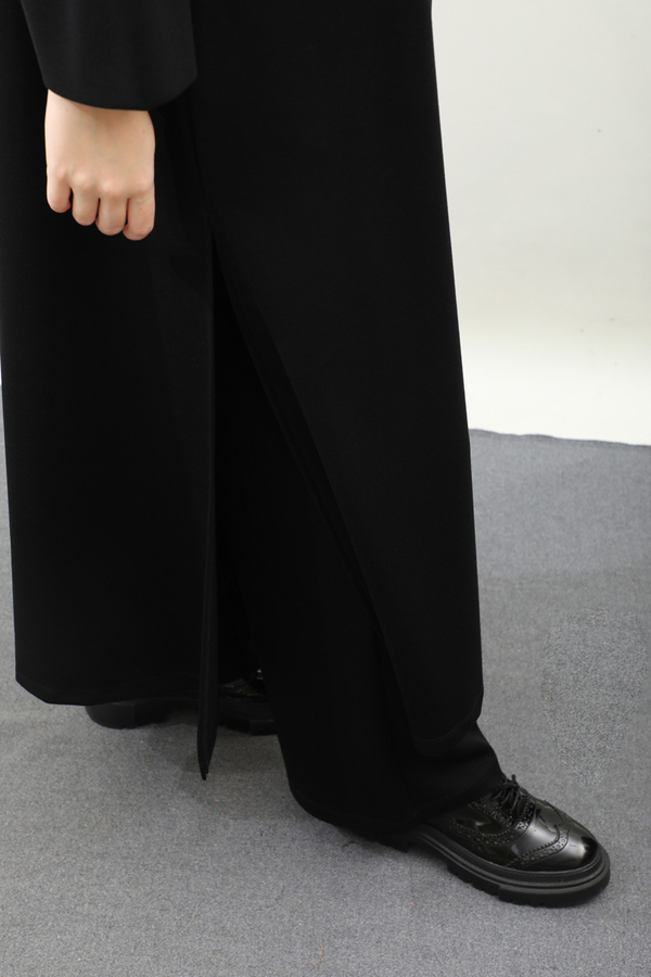 Yandan Yırtmaçlı Uzun Takım Siyah - 6