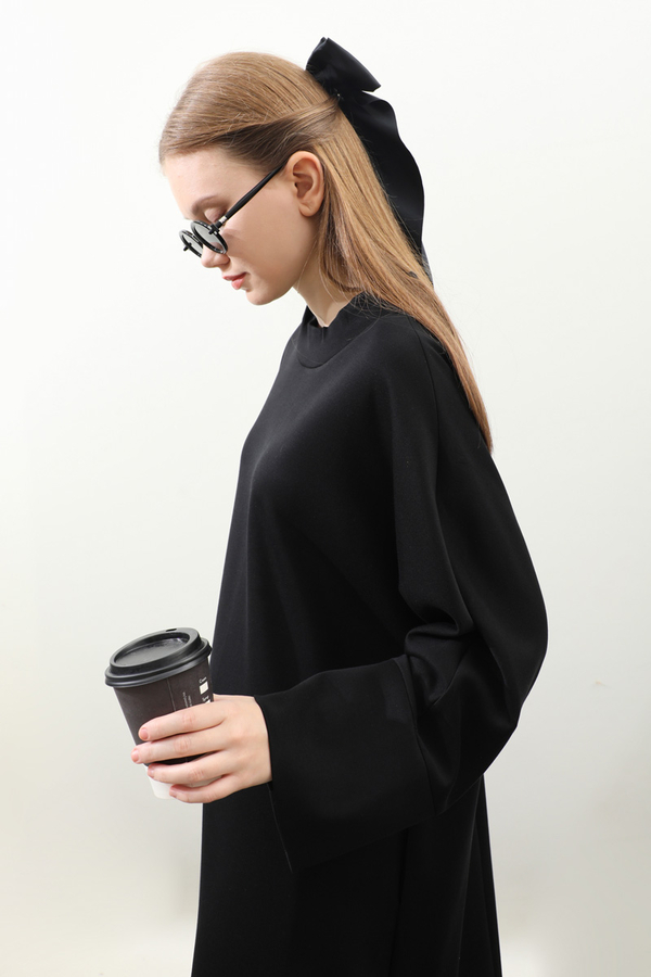 Yandan Yırtmaçlı Uzun Takım Siyah - 7