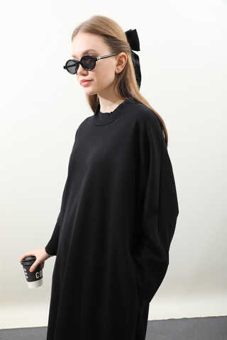 Yandan Yırtmaçlı Uzun Takım Siyah - 8