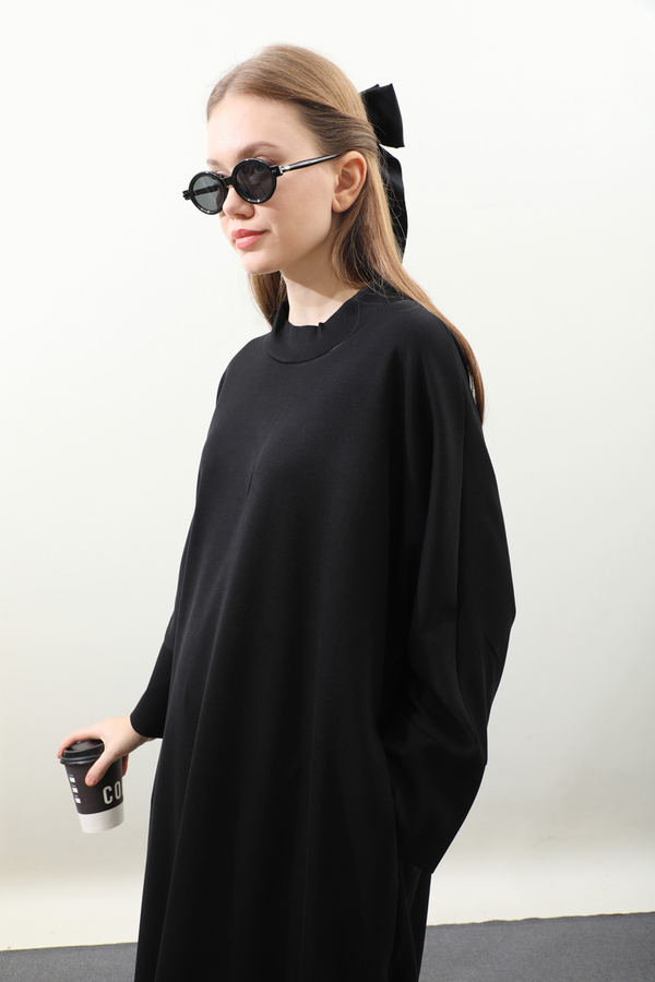 Yandan Yırtmaçlı Uzun Takım Siyah - 8