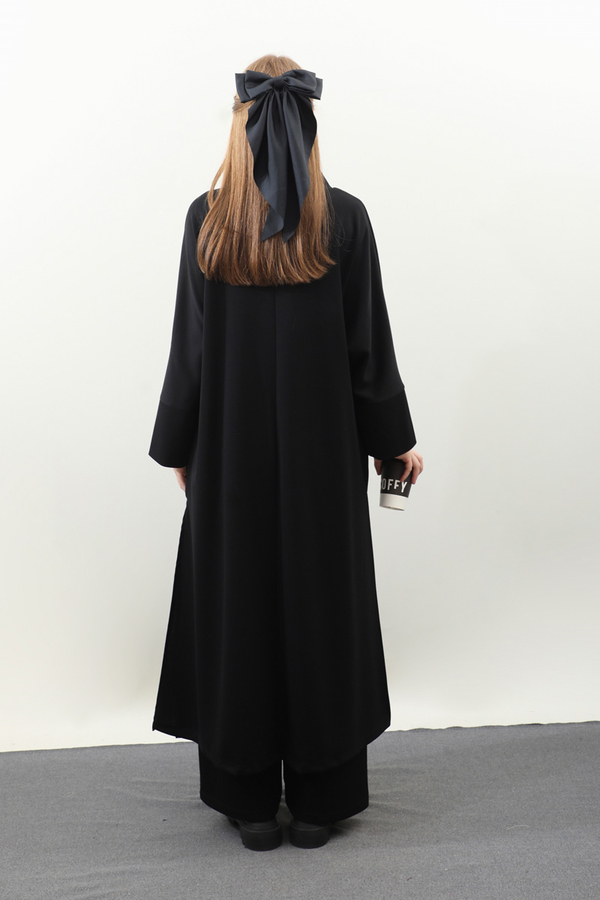 Yandan Yırtmaçlı Uzun Takım Siyah - 11