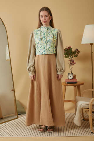 Yaprak Desenli Yelek Mint - 5