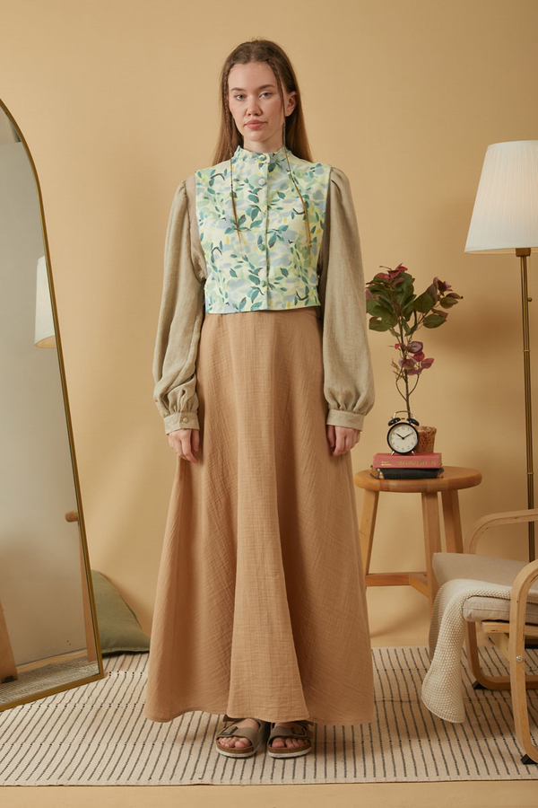 Yaprak Desenli Yelek Mint - 5