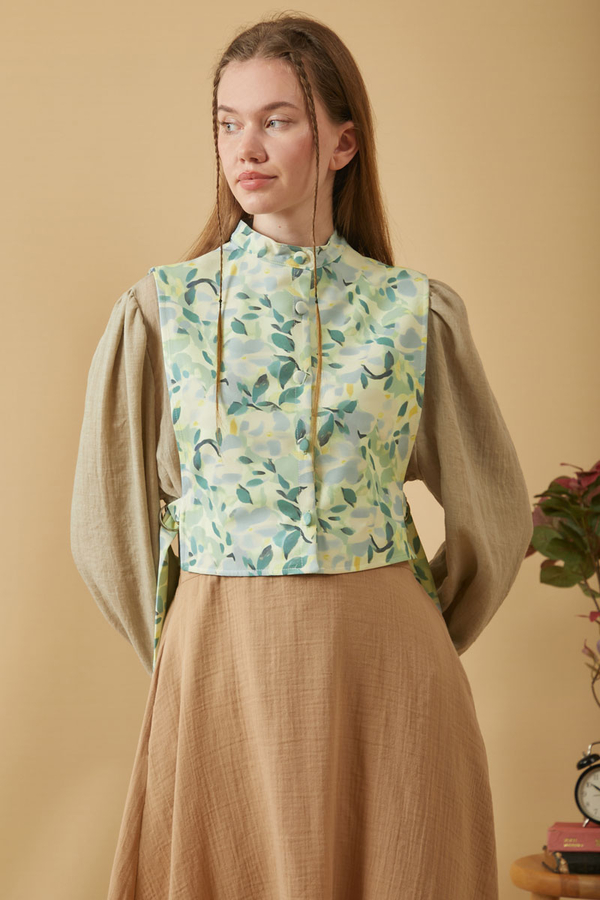 Yaprak Desenli Yelek Mint - 2