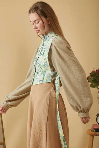 Yaprak Desenli Yelek Mint - 10