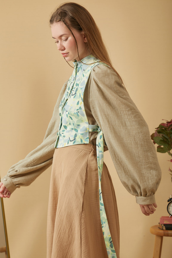 Yaprak Desenli Yelek Mint - 10