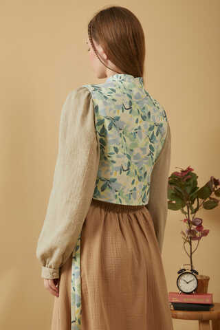 Yaprak Desenli Yelek Mint - 12