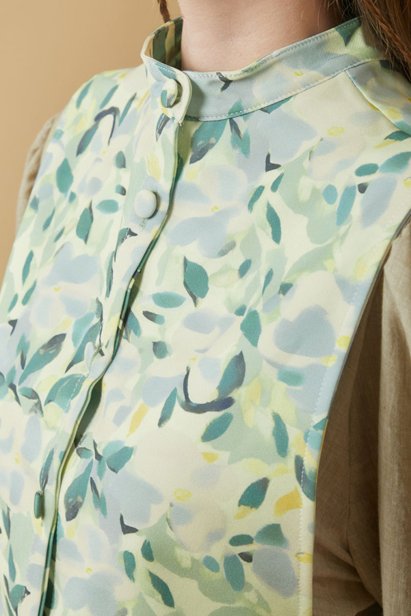 Yaprak Desenli Yelek Mint - 4