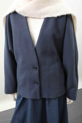 Yarasa Kısa Kol Ceket İndigo - 8