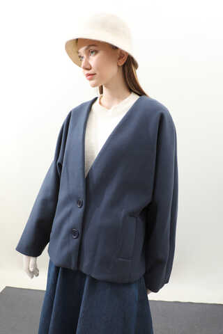 Yarasa Kısa Kol Ceket İndigo - 10