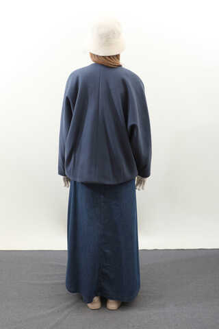 Yarasa Kısa Kol Ceket İndigo - 12