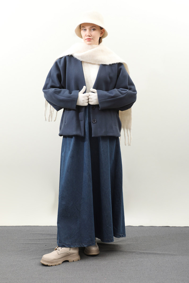 Yarasa Kısa Kol Ceket İndigo - 1