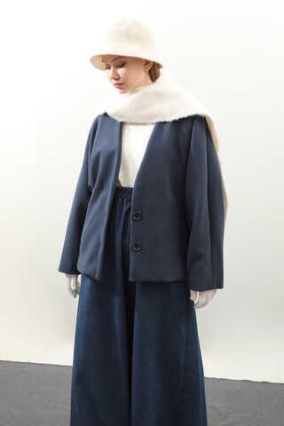 Yarasa Kısa Kol Ceket İndigo - 2