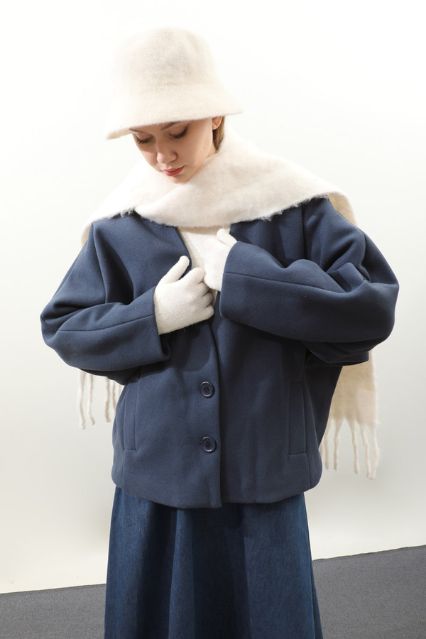 Yarasa Kısa Kol Ceket İndigo - 6