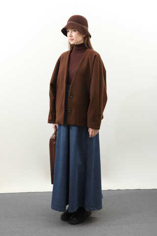 Yarasa Kısa Kol Ceket Kahverengi - 2