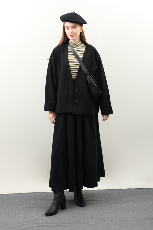 Yarasa Kısa Kol Ceket Siyah - 2