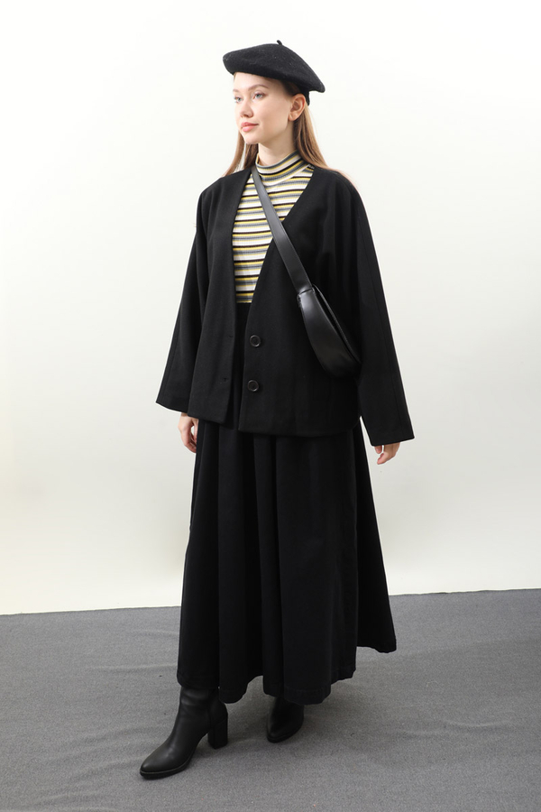 Yarasa Kısa Kol Ceket Siyah - 3