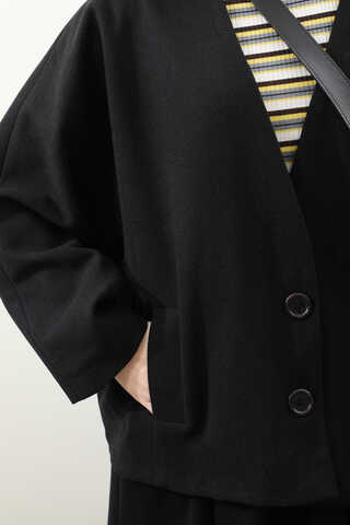 Yarasa Kısa Kol Ceket Siyah - 7