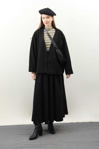 Yarasa Kısa Kol Ceket Siyah - 2