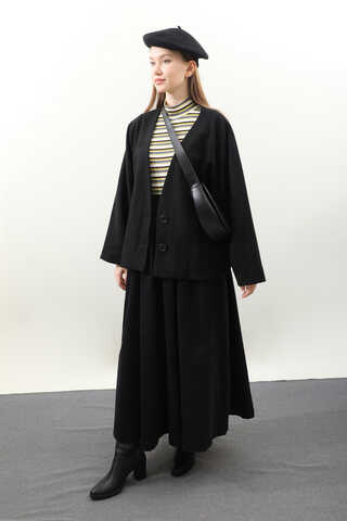 Yarasa Kısa Kol Ceket Siyah - 3