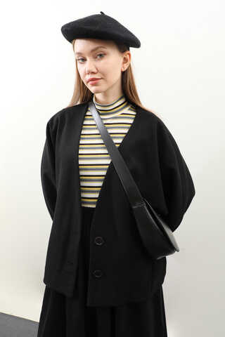 Yarasa Kısa Kol Ceket Siyah - 4