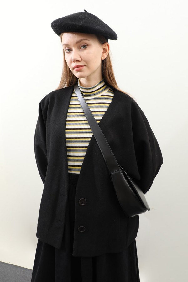 Yarasa Kısa Kol Ceket Siyah - 4