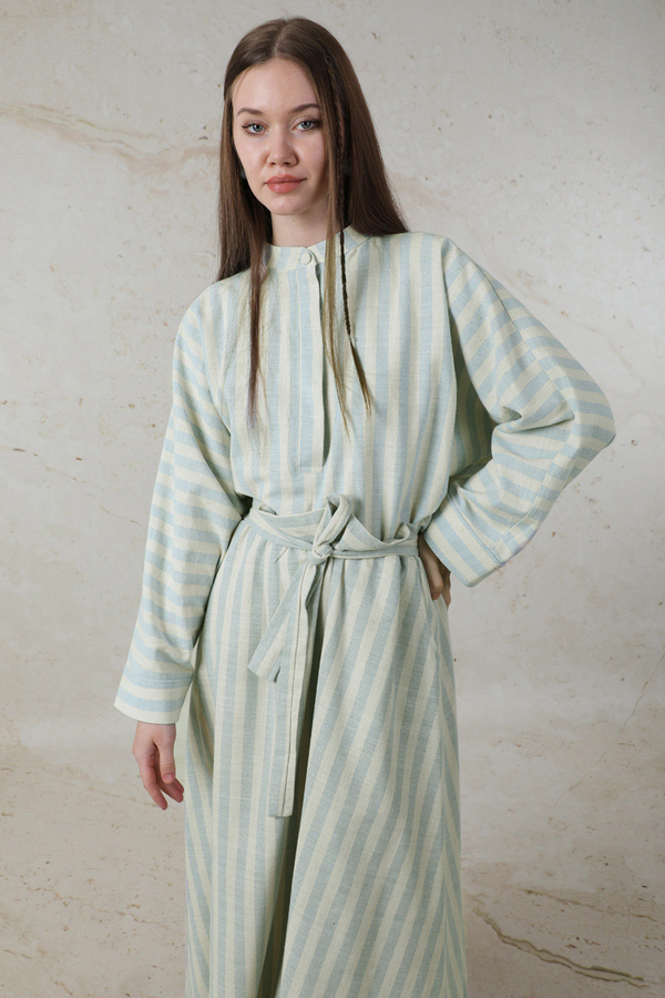 Yarasa Kol Keten Takım Bebe Mavisi - 2