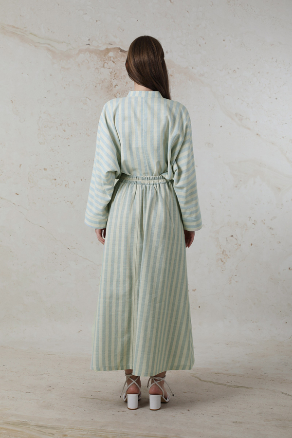 Yarasa Kol Keten Takım Bebe Mavisi - 6