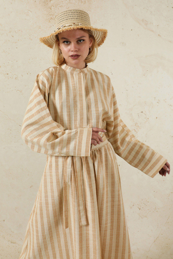 Yarasa Kol Keten Takım Camel - 2